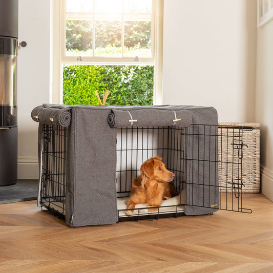 Dog Cage with Cage Cover in Essentials Herdwick Graphite by Lords & Labradors