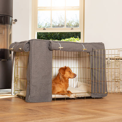 Dog Cage with Cage Cover in Essentials Herdwick Graphite by Lords & Labradors