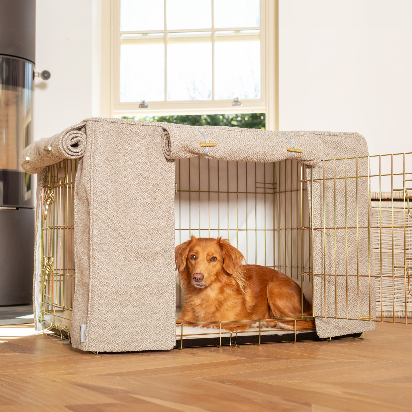 Dog Cage Cover In Essentials Herdwick Pebble by Lords & Labradors