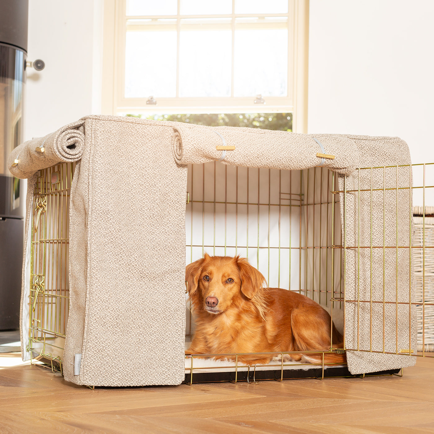 Dog Cage Cover In Essentials Herdwick Pebble by Lords & Labradors