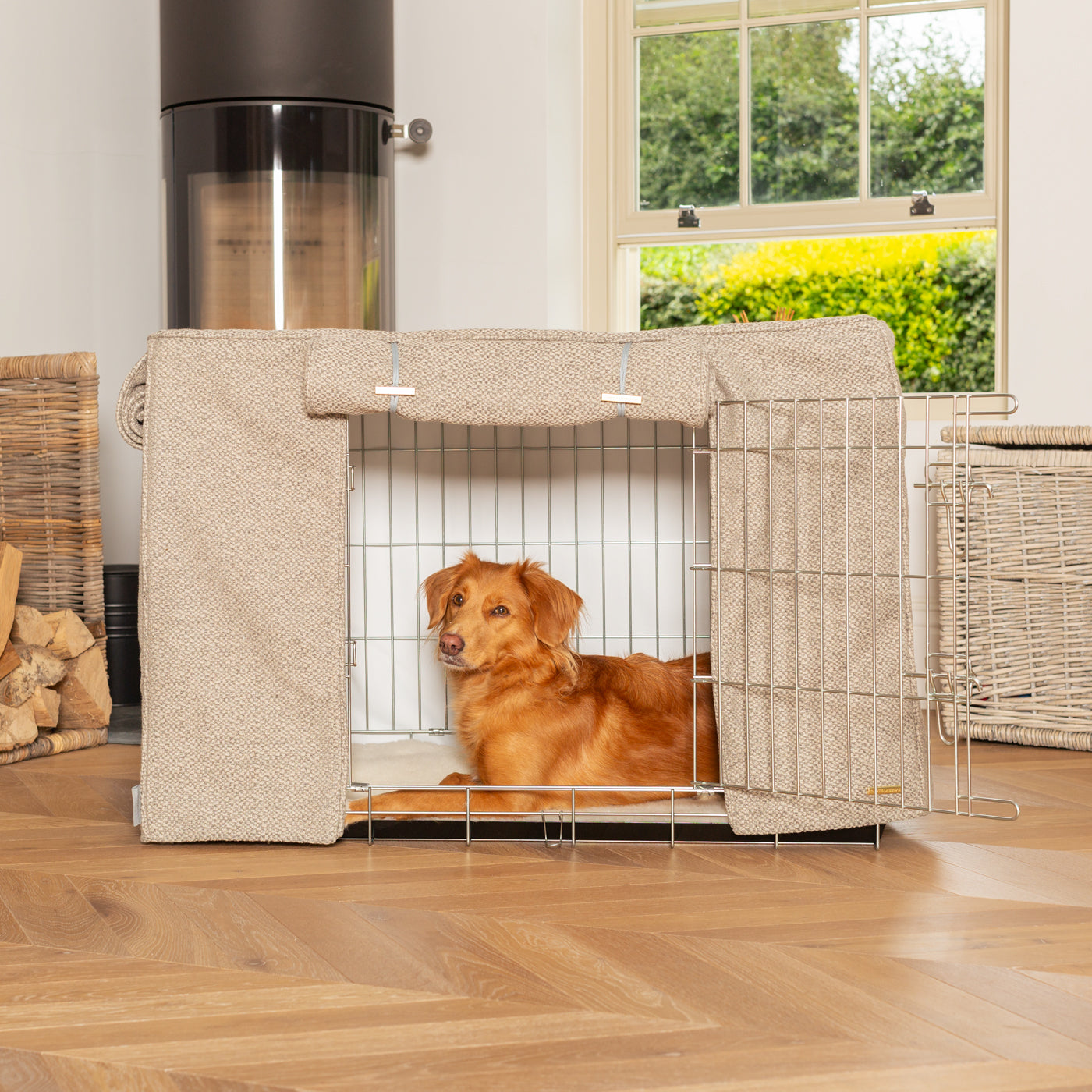 Dog Cage Cover In Essentials Herdwick Sandstone by Lords & Labradors