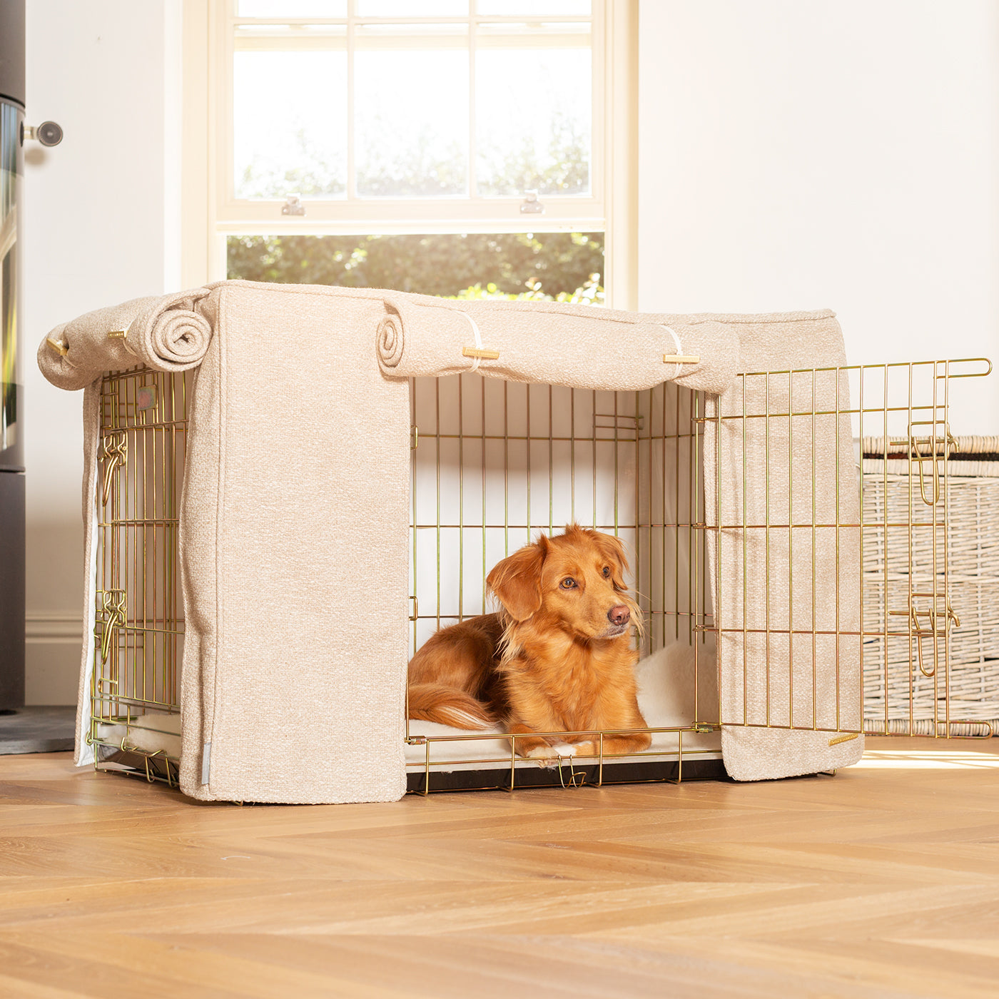 Dog Cage with Cage Cover in Essentials Herdwick Sandstone by Lords & Labradors