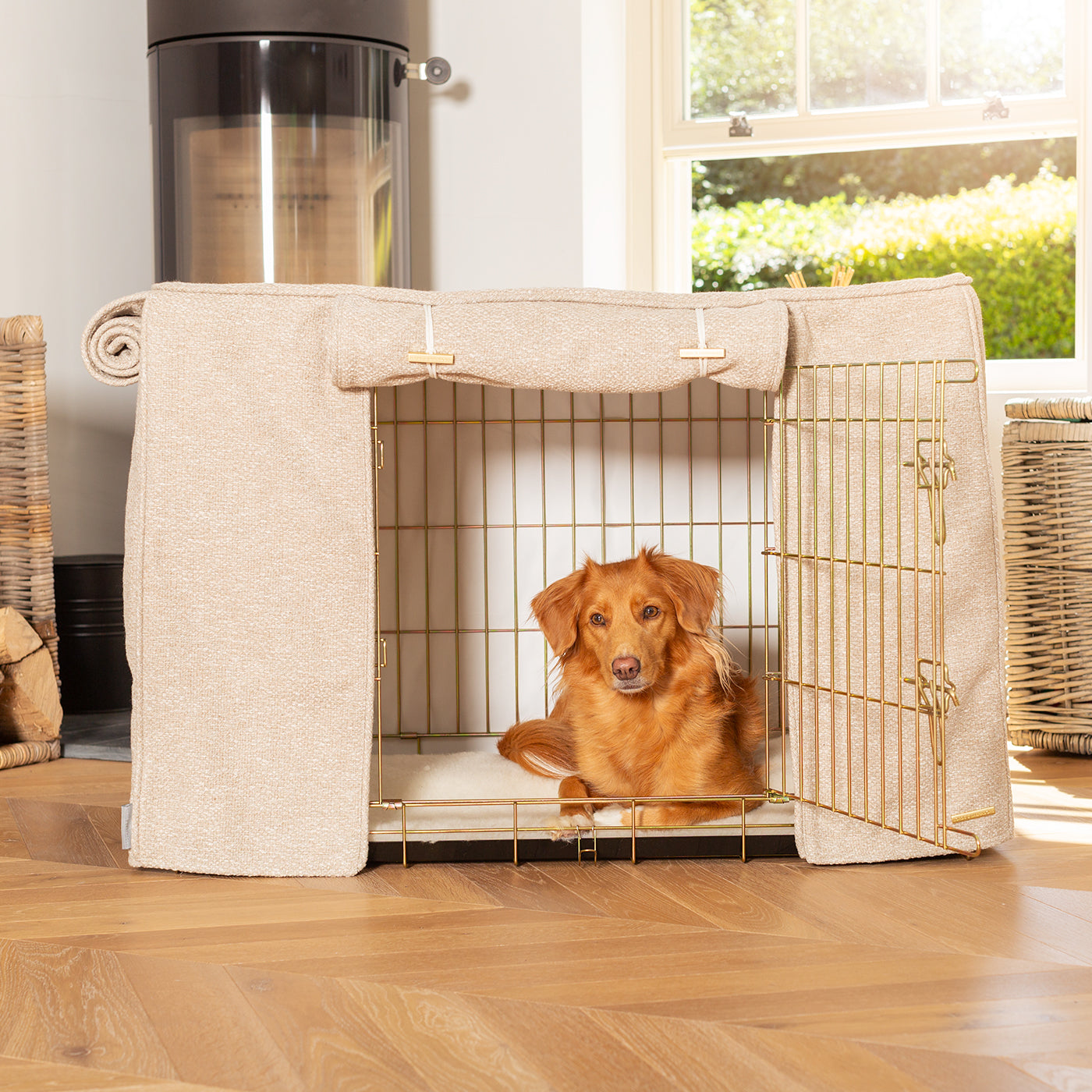 Dog Cage with Cage Cover in Essentials Herdwick Sandstone by Lords & Labradors