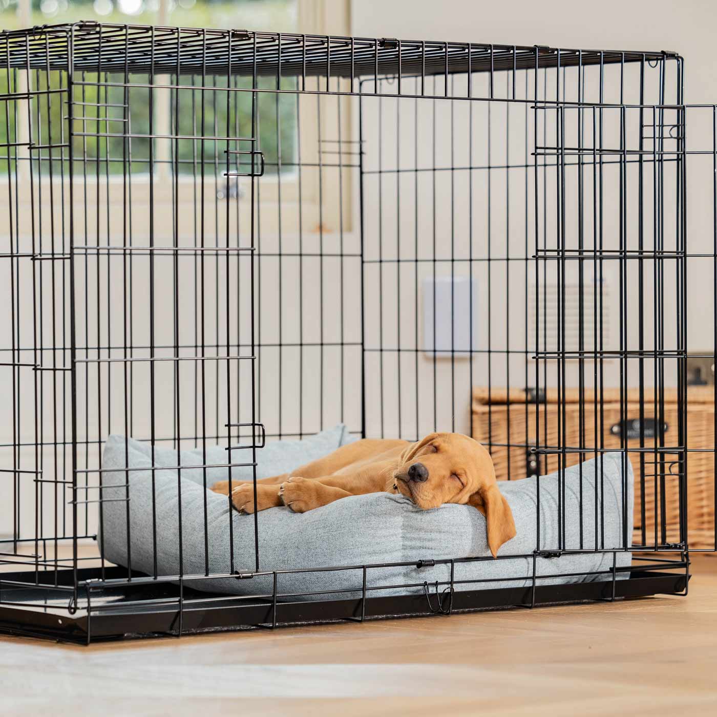 Dog Cage with Cozy & Calming Puppy Cage Bed in Inchmurrin Iceberg by Lords & Labradors