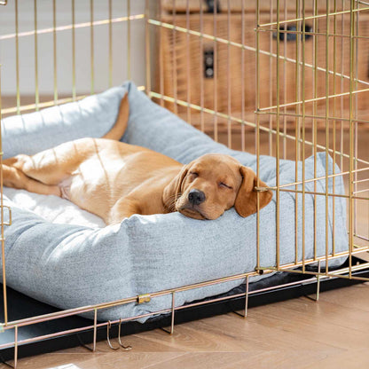 Inchmurrin Cosy & Calm Puppy Box Bed, The Perfect Dog Crate Bed For Pets! To Build The Ultimate Dog Den! In Light Grey Iceberg! Available To Personalise Now at Lords & Labradors 