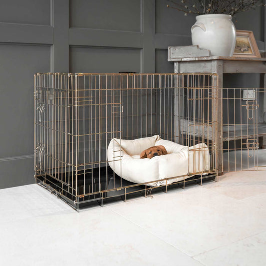 Cozy & Calm Puppy Cage Bed, The Perfect Dog Cage Accessory For The Ultimate Dog Den! In Stunning Savanna Bone! Available Now at Lords & Labradors US