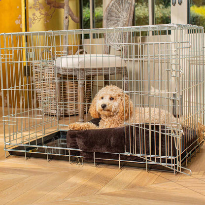 Cozy & Calming Puppy Cage Bed in Calming Anti-Anxiety Dusk Faux Fur by Lords & Labradors