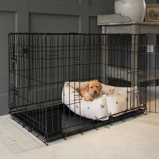  Cosy & Calm Puppy Crate Bed, The Perfect Dog Crate Accessory For The Ultimate Dog Den! In Stunning Woodland Stag! Available To Personalise at Lords & Labradors 