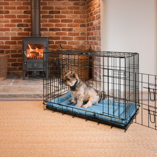 Luxury Dog Cage Maze Mat, in Ocean. Padded For Extra Comfort And Compatible With Lords & Labradors Metal Dog Cage, Available Now at Lords and Labradors US