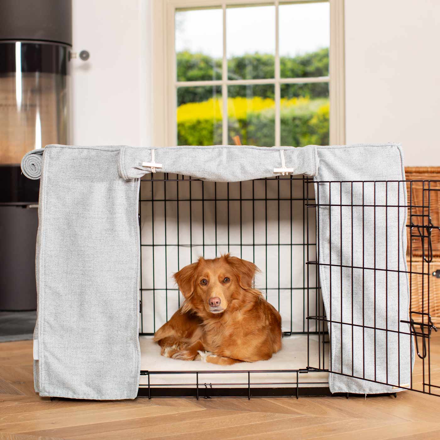 Dog Cage with Cage Cover in Inchmurrin Iceberg by Lords & Labradors