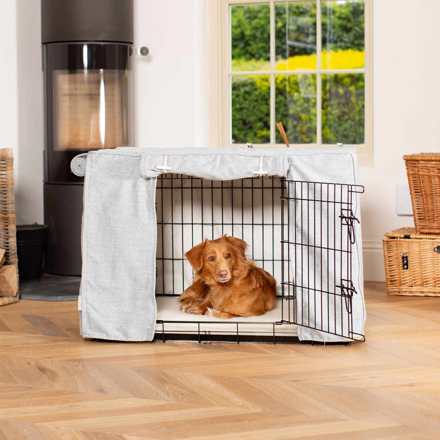 Dog Cage with Cage Cover in Inchmurrin Iceberg by Lords & Labradors