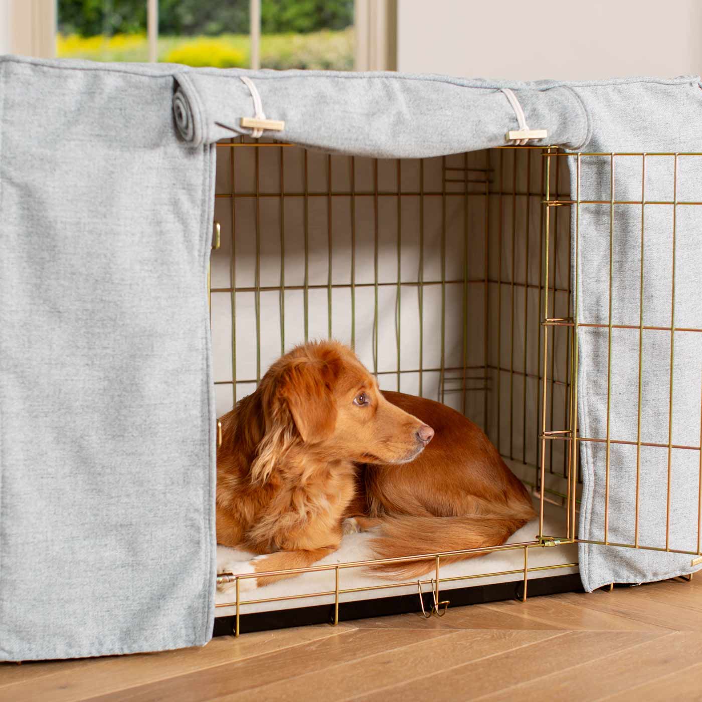 Dog Cage with Cage Cover in Inchmurrin Iceberg by Lords & Labradors