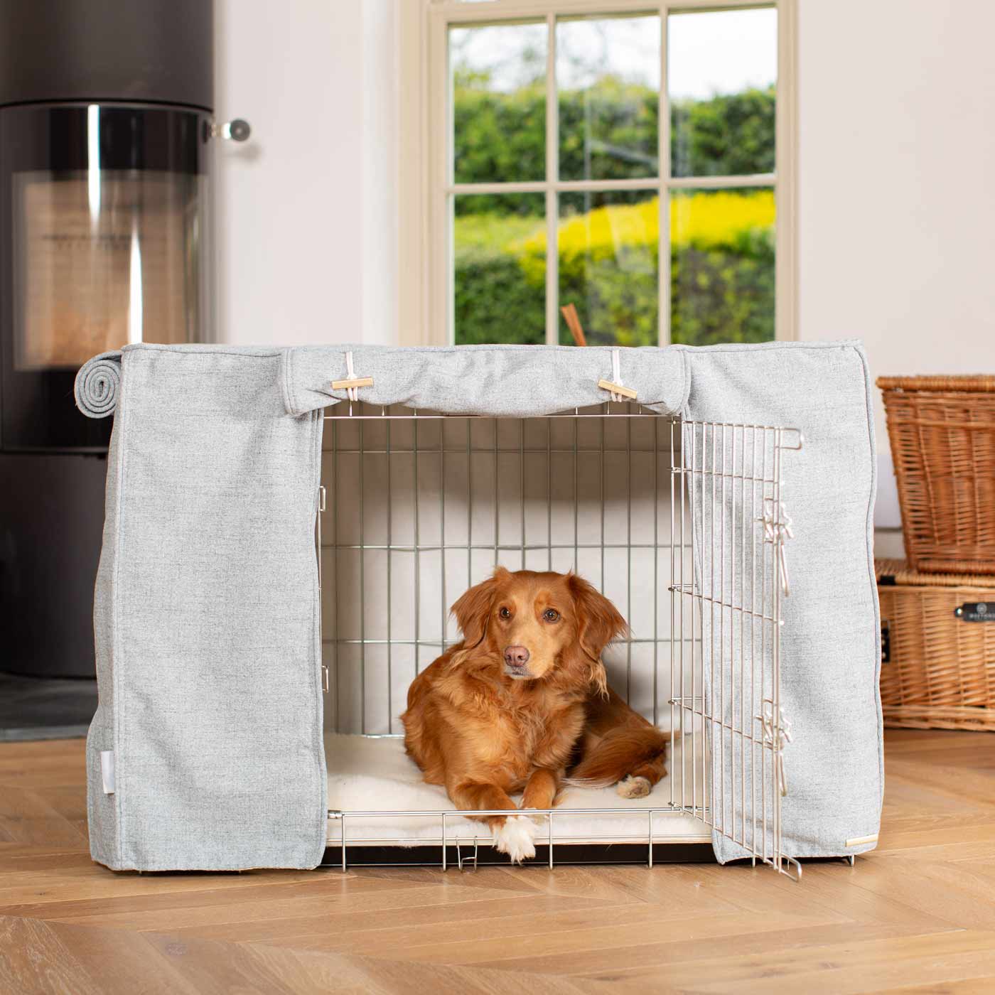 Dog Cage with Cage Cover in Inchmurrin Iceberg by Lords & Labradors