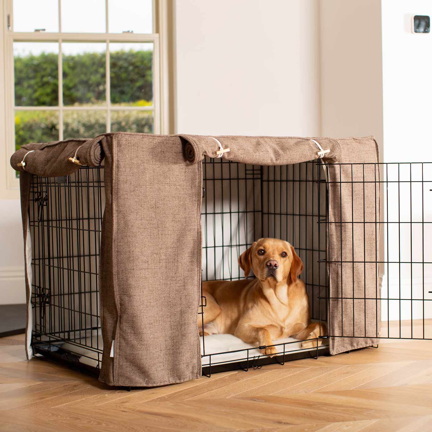 Dog Cage with Cage Cover in Inchmurrin Umber by Lords & Labradors