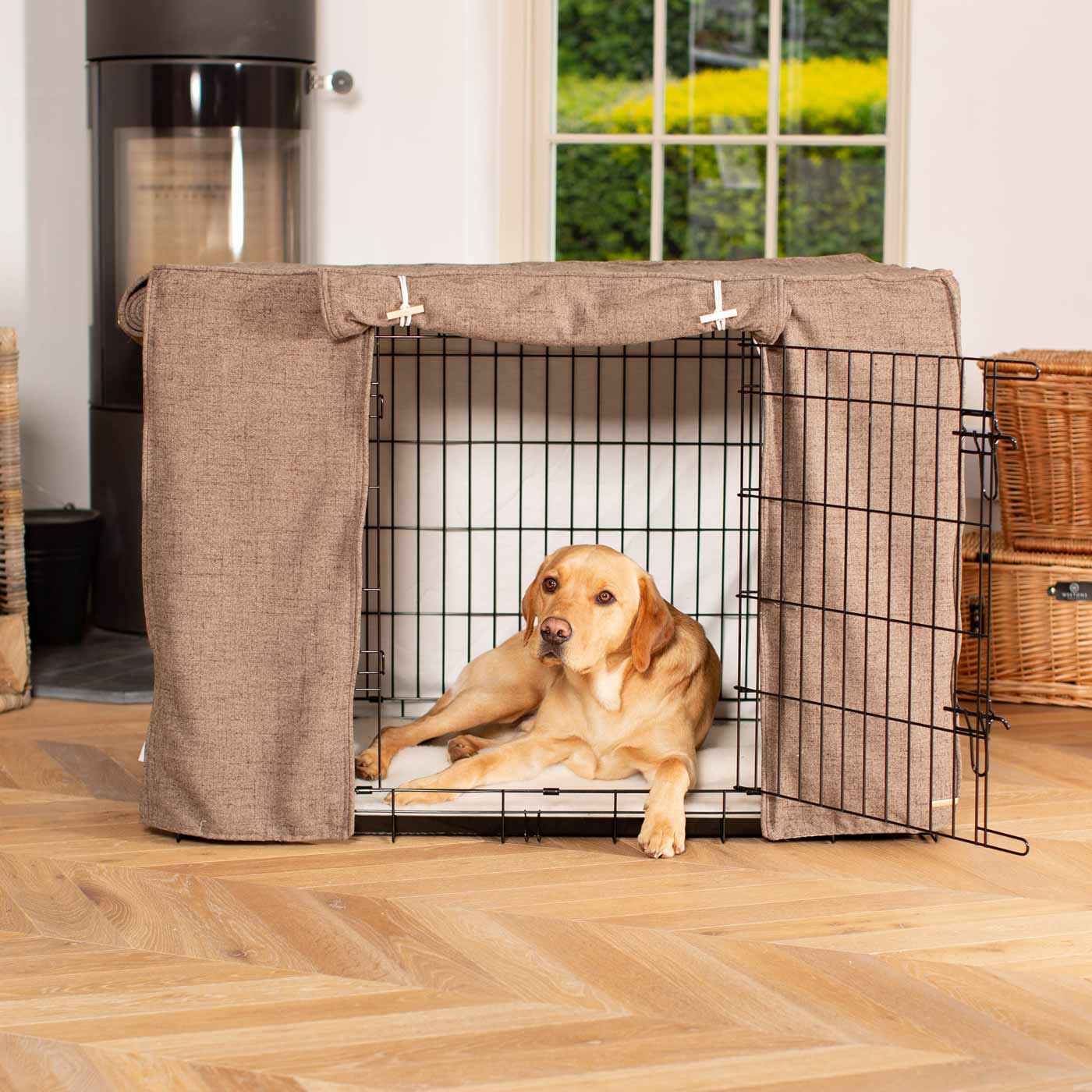 Dog Cage Cover In Inchmurrin Umber by Lords & Labradors