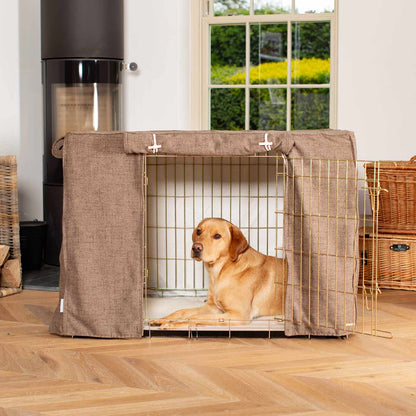 Dog Cage Cover In Inchmurrin Umber by Lords & Labradors