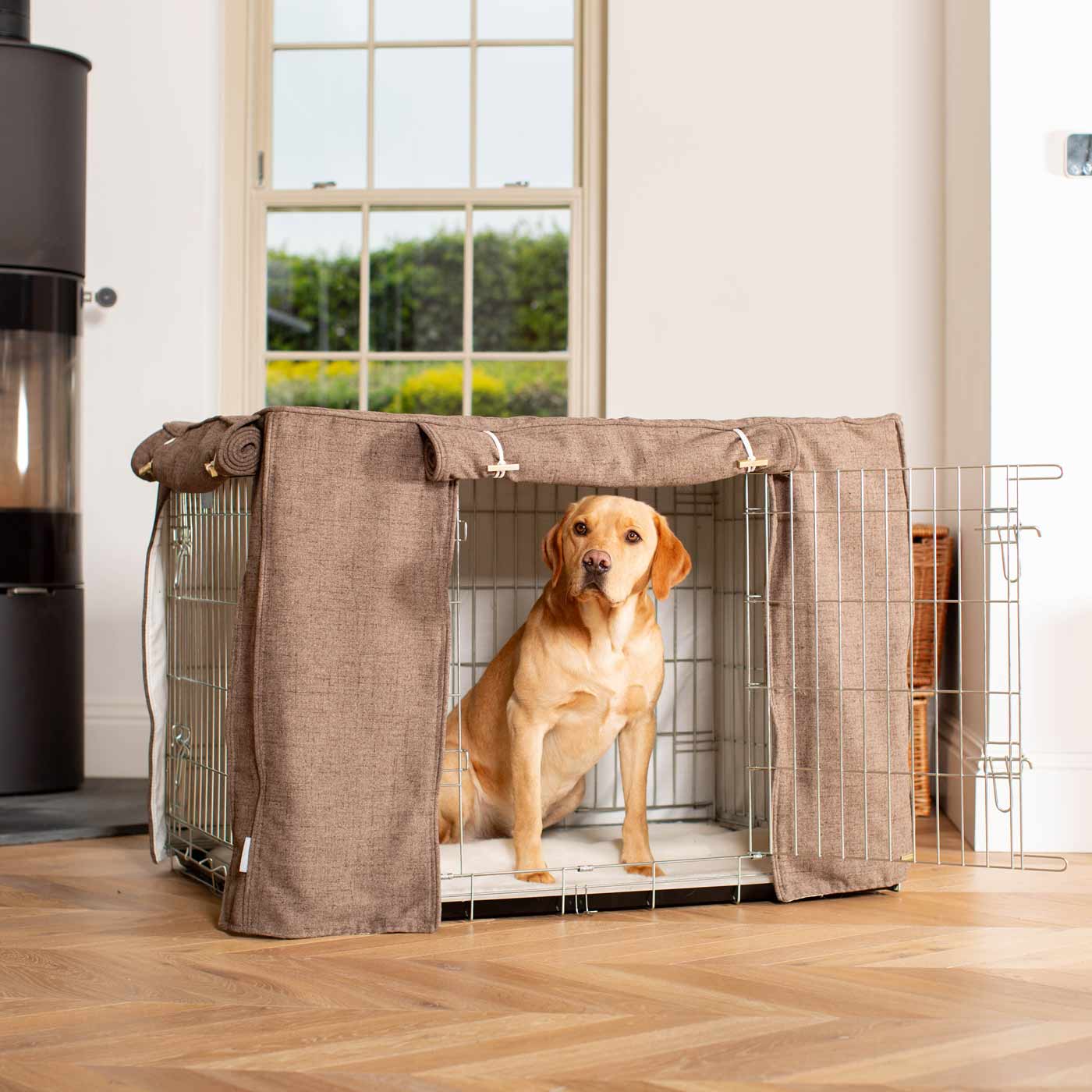 Dog Cage Cover In Inchmurrin Umber by Lords & Labradors