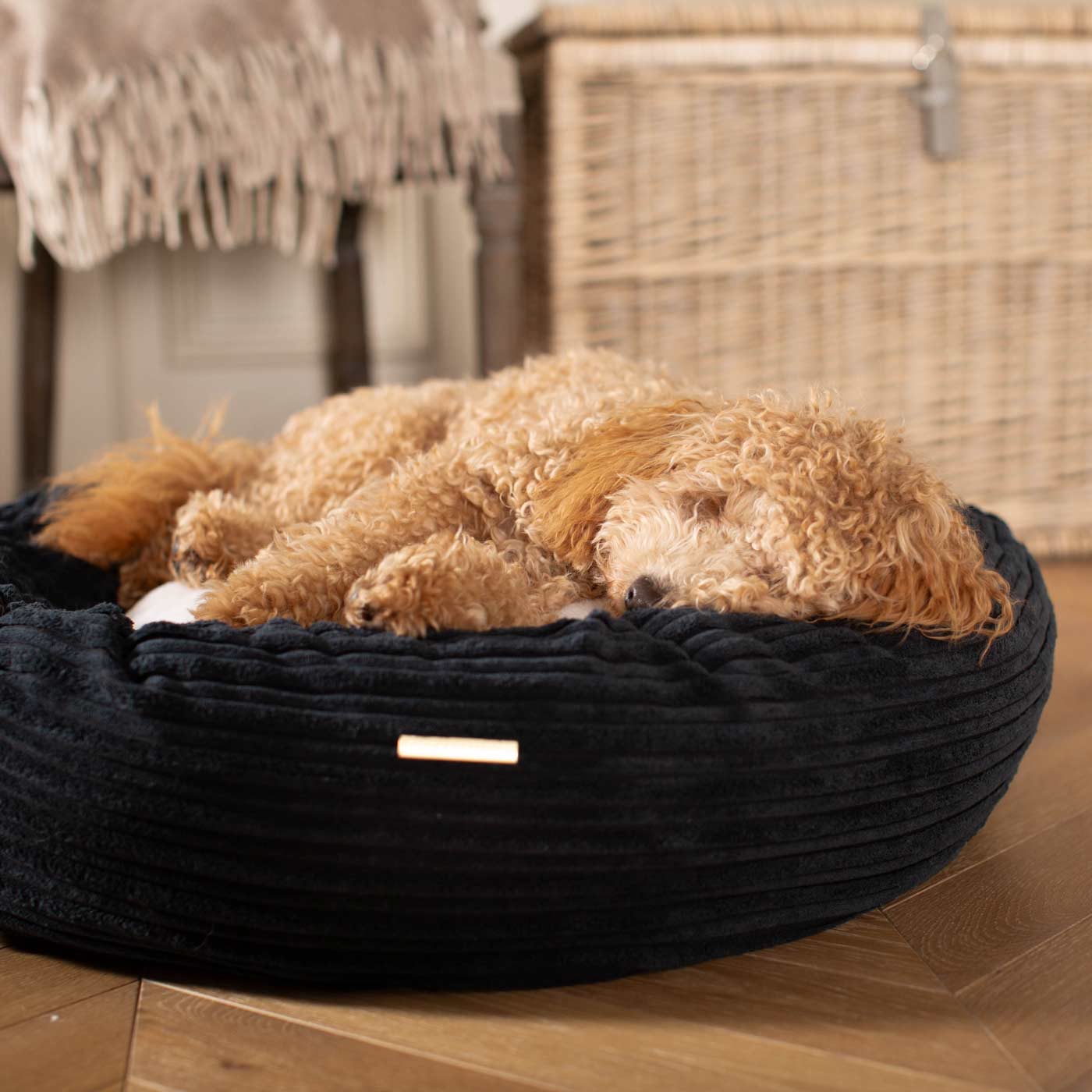 Discover Our Handmade Luxury Donut Dog Bed, In Navy Essentials Plush, The Perfect Choice For Puppies Available Now at Lords & Labradors US