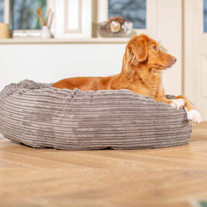 Discover Our Handmade Luxury Donut Dog Bed, In Dark Grey Essentials Plush, The Perfect Choice For Puppies Available Now at Lords & Labradors US