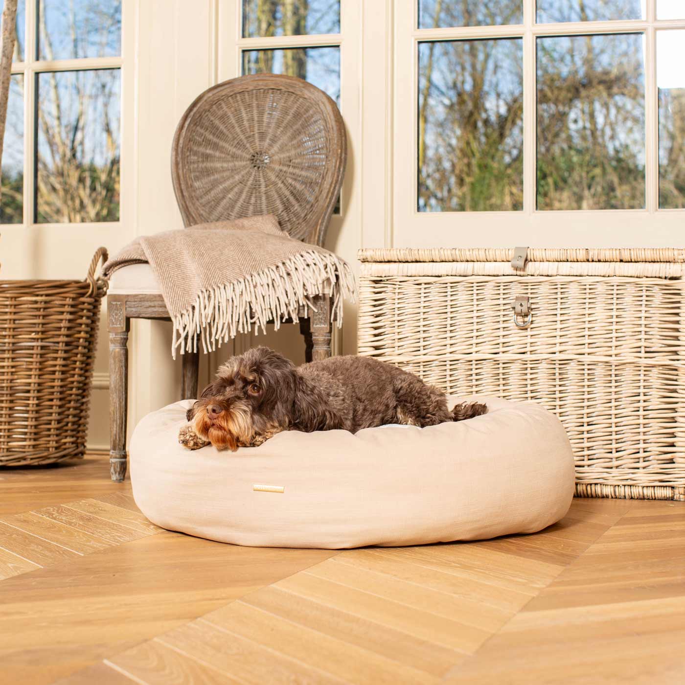 Discover Our Handmade Luxury Donut Dog Bed, In Savanna Oatmeal, The Perfect Choice For Puppies Available Now at Lords & Labradors US