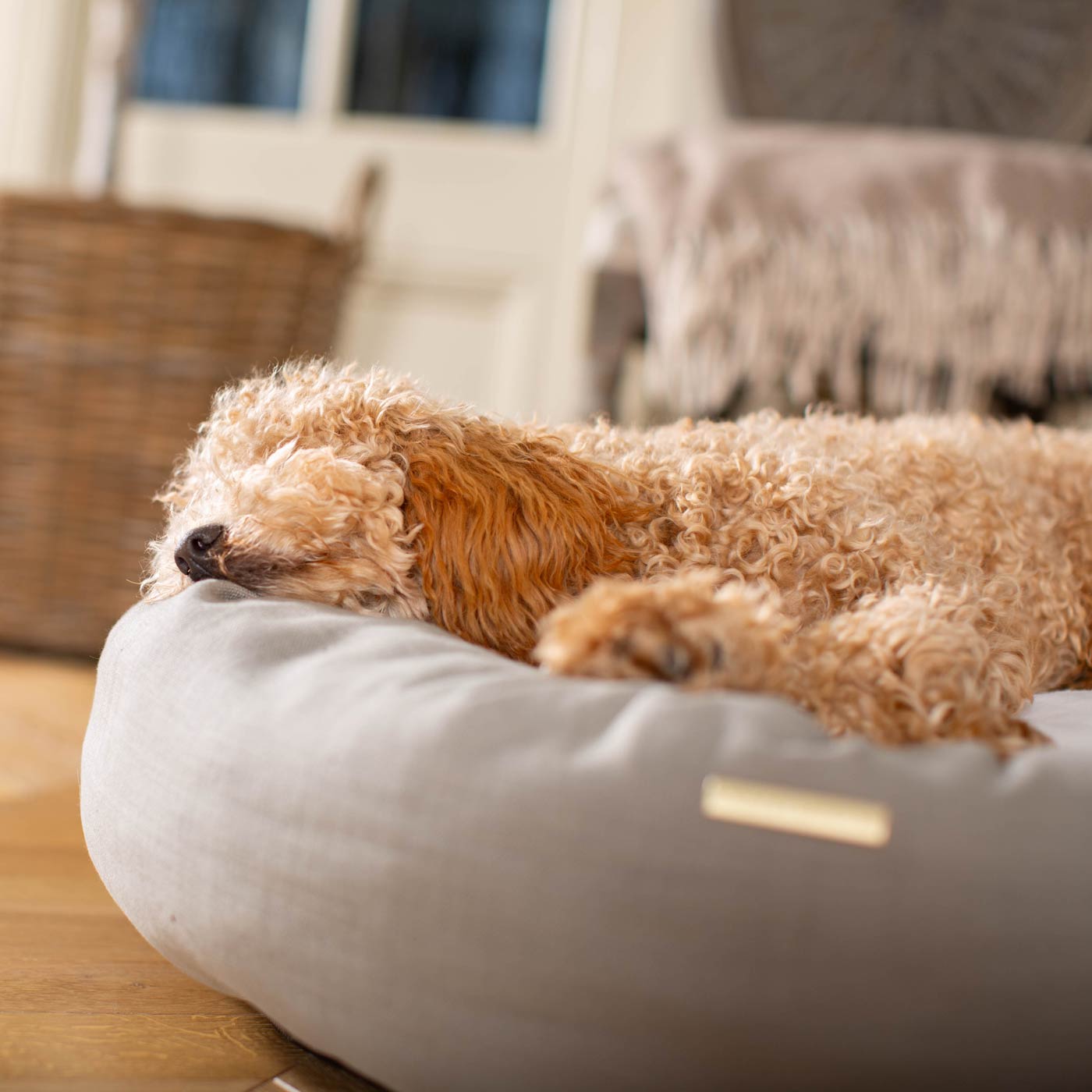 Discover Our Handmade Luxury Donut Dog Bed, In Savanna Stone, The Perfect Choice For Puppies Available Now at Lords & Labradors US
