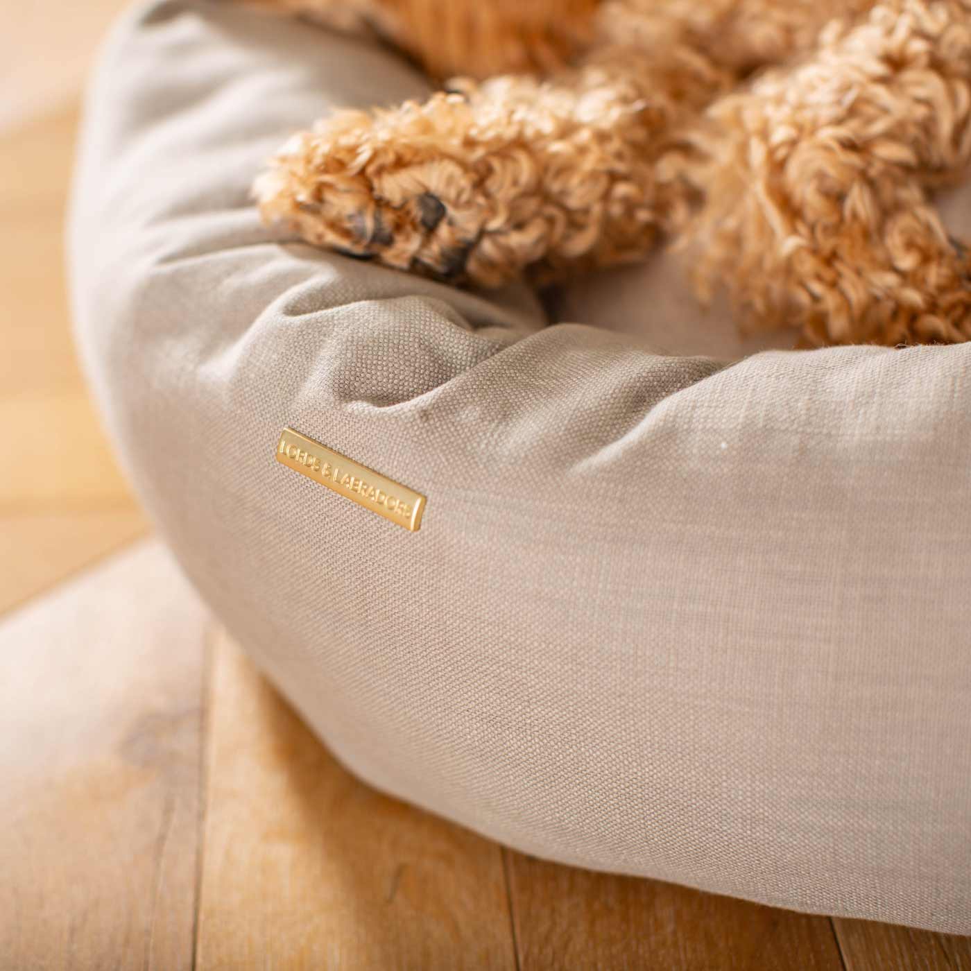 Discover Our Handmade Luxury Donut Dog Bed, In Savanna Stone, The Perfect Choice For Puppies Available Now at Lords & Labradors US