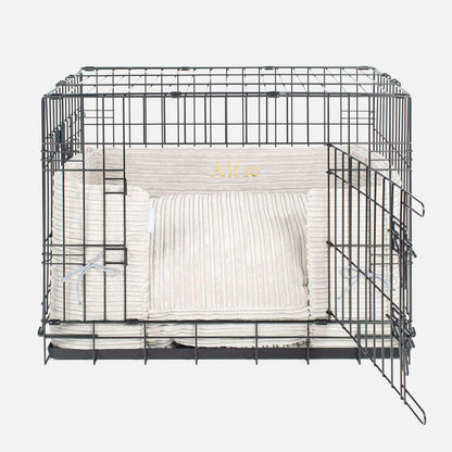 Luxury Dog Cage Bumper, Essentials Plush Cage Bumper in Light Grey The Perfect Dog Cage Accessory, Available To Personalize Now at Lords & Labradors US