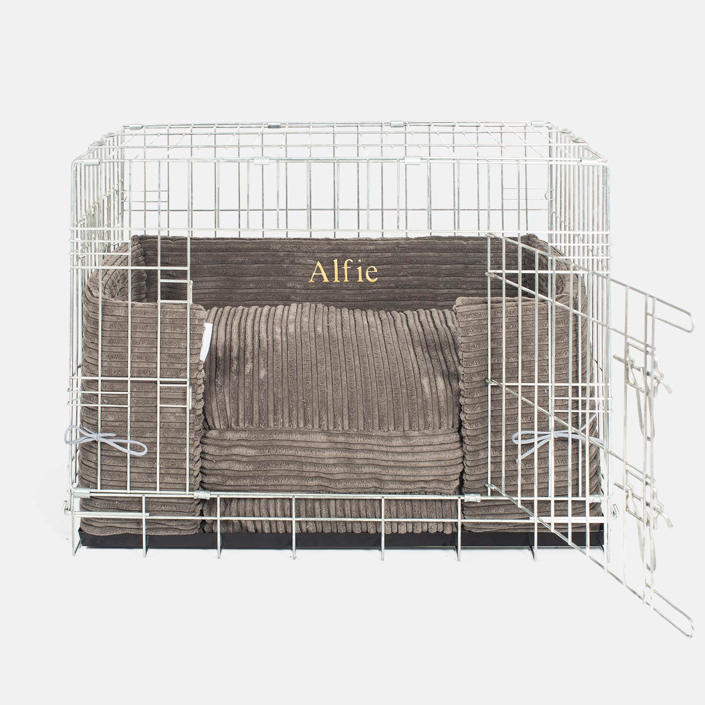 Luxury Dog Cage Bumper, Essentials Plush Cage Bumper in Dark Grey The Perfect Dog Cage Accessory, Available To Personalize Now at Lords & Labradors US