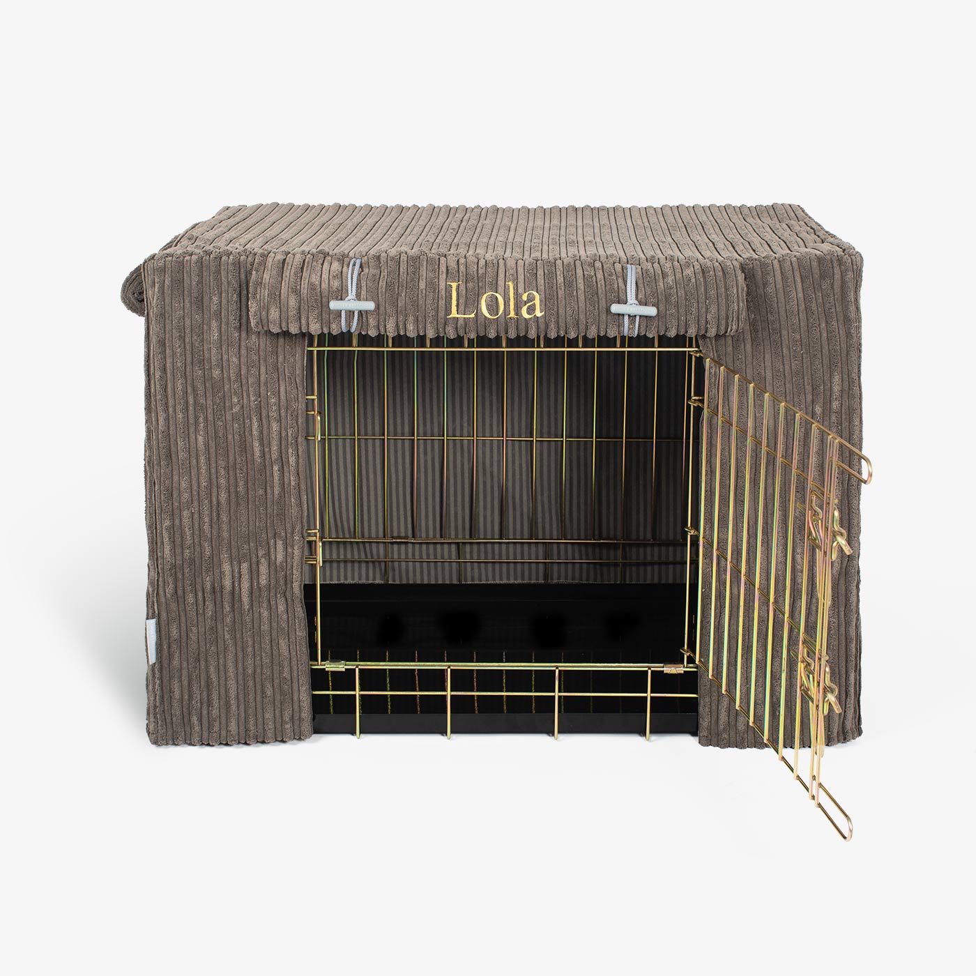 Luxury Dog Cage Cover, Essentials Plush Dark Grey Cage Cover!  The Perfect Dog Cage Accessory, Available To Personalize Now at Lords & Labradors US