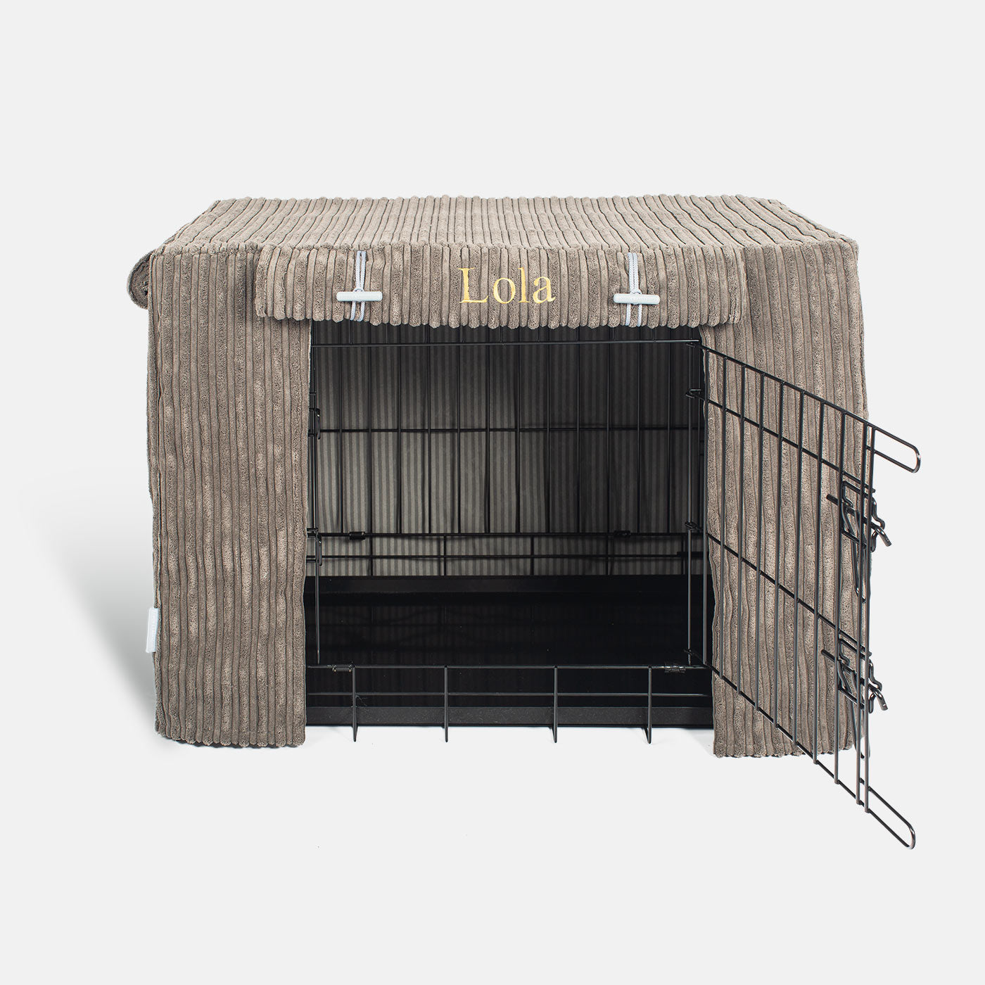 Luxury Dog Cage Cover, Essentials Plush Dark Grey Cage Cover!  The Perfect Dog Cage Accessory, Available To Personalize Now at Lords & Labradors US