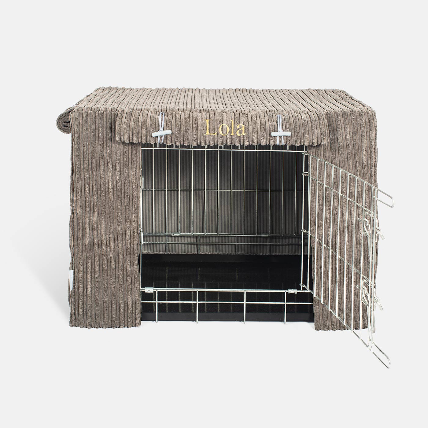 Luxury Dog Cage Cover, Essentials Plush Dark Grey Cage Cover!  The Perfect Dog Cage Accessory, Available To Personalize Now at Lords & Labradors US
