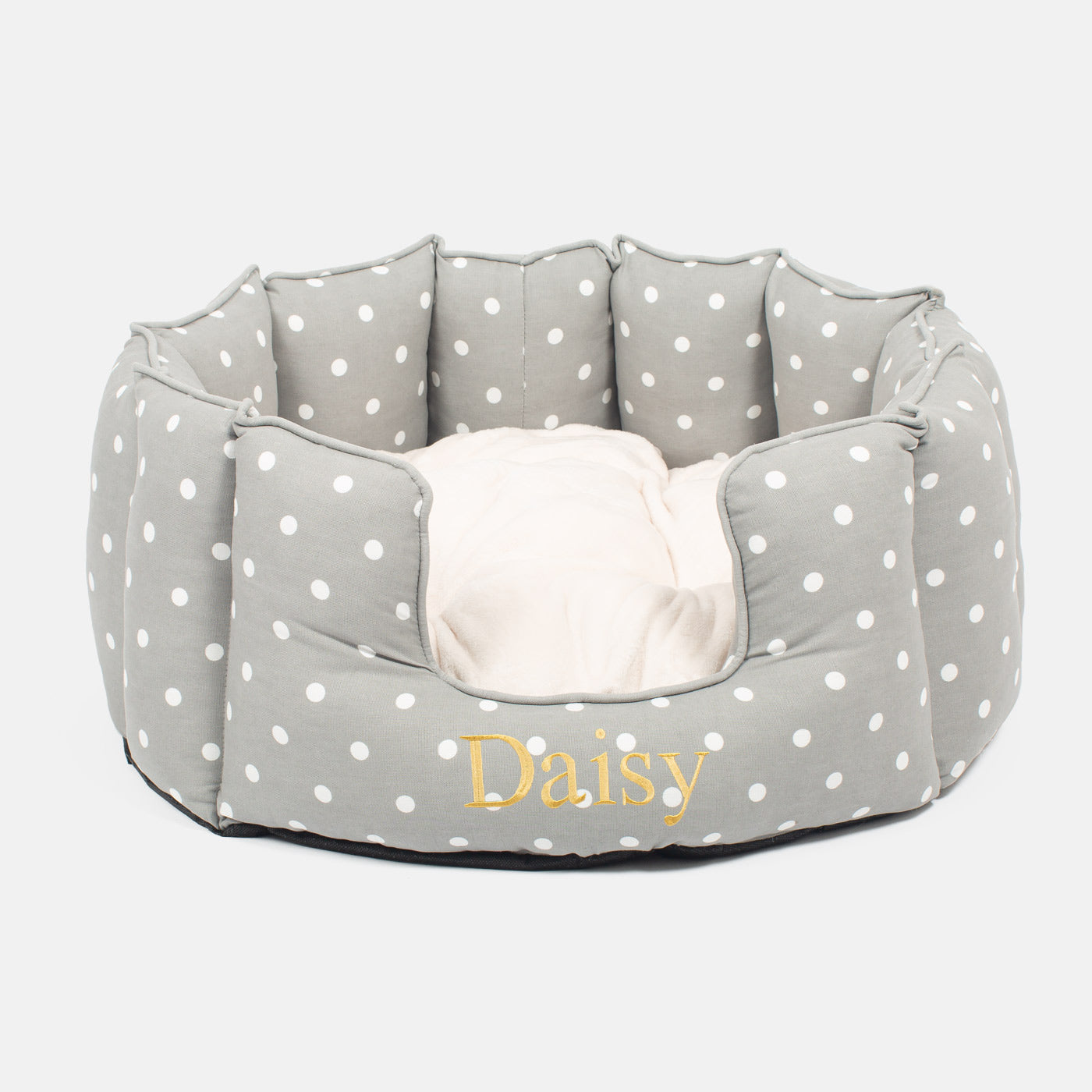 Discover Our Luxurious High Wall Bed For Cats & Kittens, Featuring Reversible Inner Cushion With Teddy Fleece To Craft The Perfect Cat Bed In Stunning Grey Spot! Available To Personalize Now at Lords & Labradors US