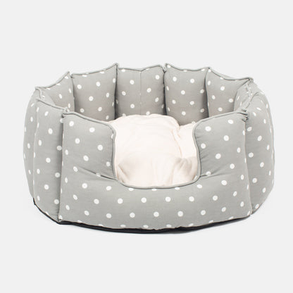 Discover Our Luxurious High Wall Bed For Cats & Kittens, Featuring Reversible Inner Cushion With Teddy Fleece To Craft The Perfect Cat Bed In Stunning Grey Spot! Available To Personalize Now at Lords & Labradors US