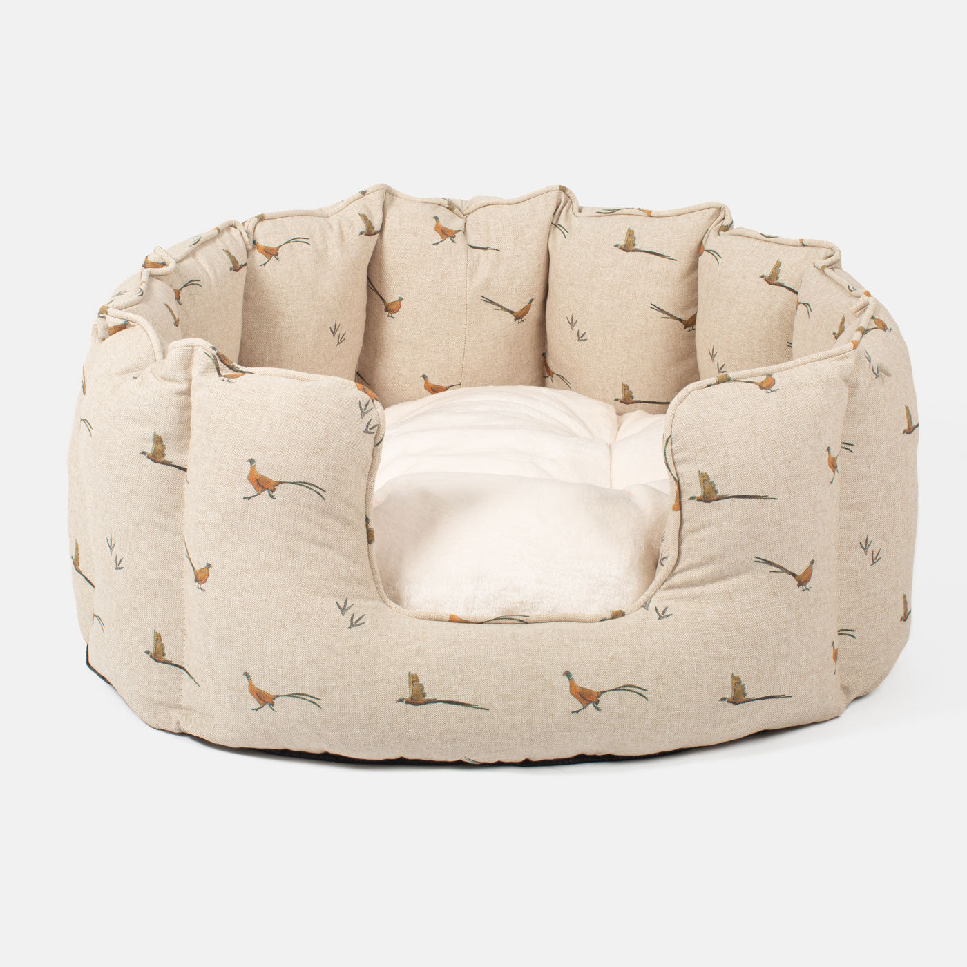 Discover the perfect high wall dog bed in the beautifully crafted woodland collection, this comfortable and cosy bed for dogs features an inner pillow with a plush fleece on the other side for a luxurious touch! Available to personalise now at Lords & Labradors    