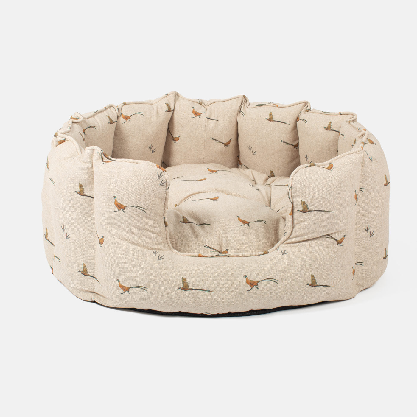 Discover the perfect high wall dog bed in the beautifully crafted woodland collection, this comfortable and cozy bed for dogs features an inner pillow with a plush fleece on the other side for a luxurious touch! Available to personalize now at Lords & Labradors US