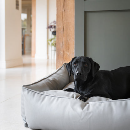 Luxury Handmade Box Bed in Rhino Tough Jungle Faux Leather, in Granite, Perfect For Your Pets Nap Time! Available To Personalize at Lords & Labradors US