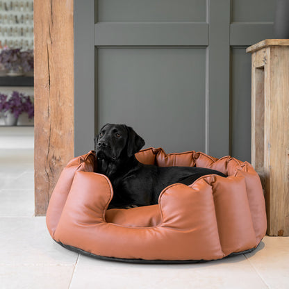 Luxury Handmade High Wall in Rhino Tough Desert Faux Leather, in Ember, Perfect For Your Pets Nap Time! Available To Personalize at Lords & Labradors US