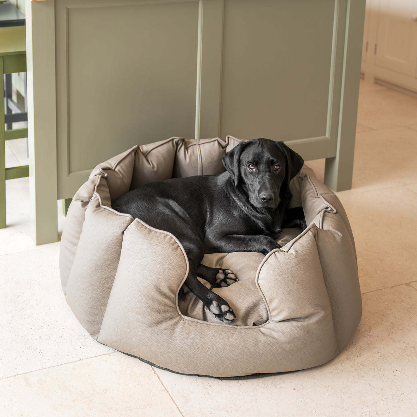 Luxury Handmade High Wall in Rhino Tough Desert Faux Leather, in Camel, Perfect For Your Pets Nap Time! Available To Personalize at Lords & Labradors US