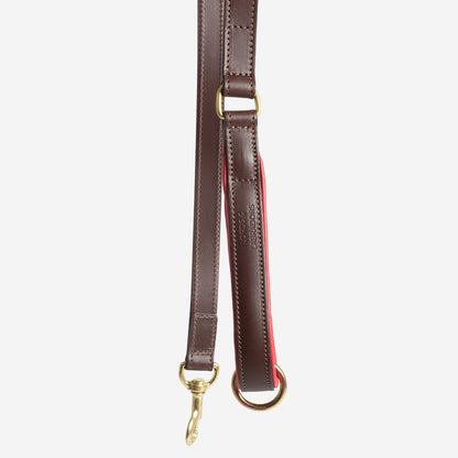 Discover dog walking luxury with our handcrafted Italian padded leather dog Leash in Brown & Red! The perfect Leash for dogs available now at Lords & Labradors US