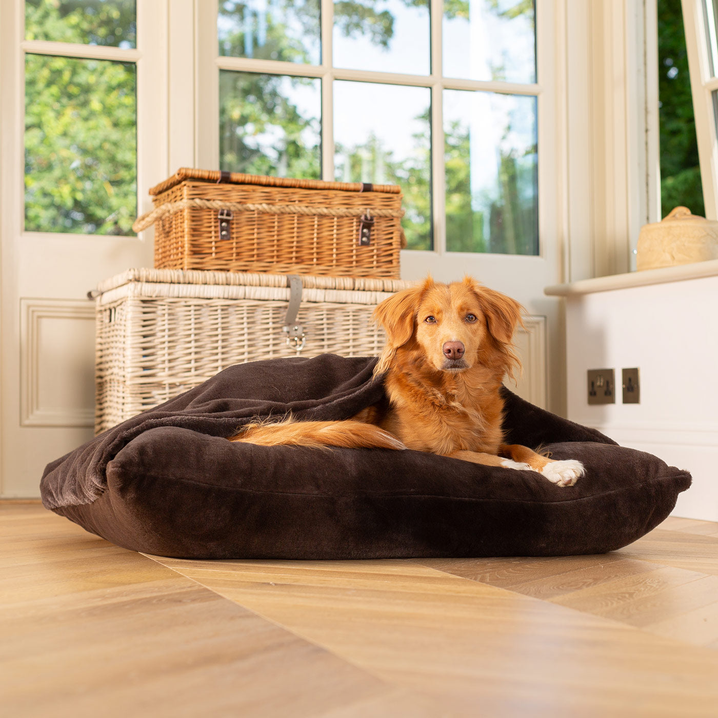 Sleepy Burrows Bed in Calming Anti-Anxiety Dusk Faux Fur by Lords & Labradors