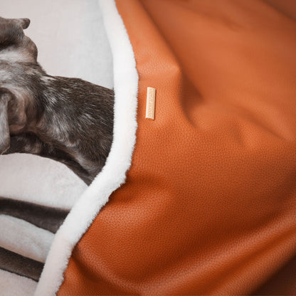 Discover The Perfect Burrow For Your Pet, Our Stunning Sleepy Burrow Dog Beds In Ember Rhino Faux Leather Is The Perfect Bed Choice For Your Pet, Available Now at Lords & Labradors US