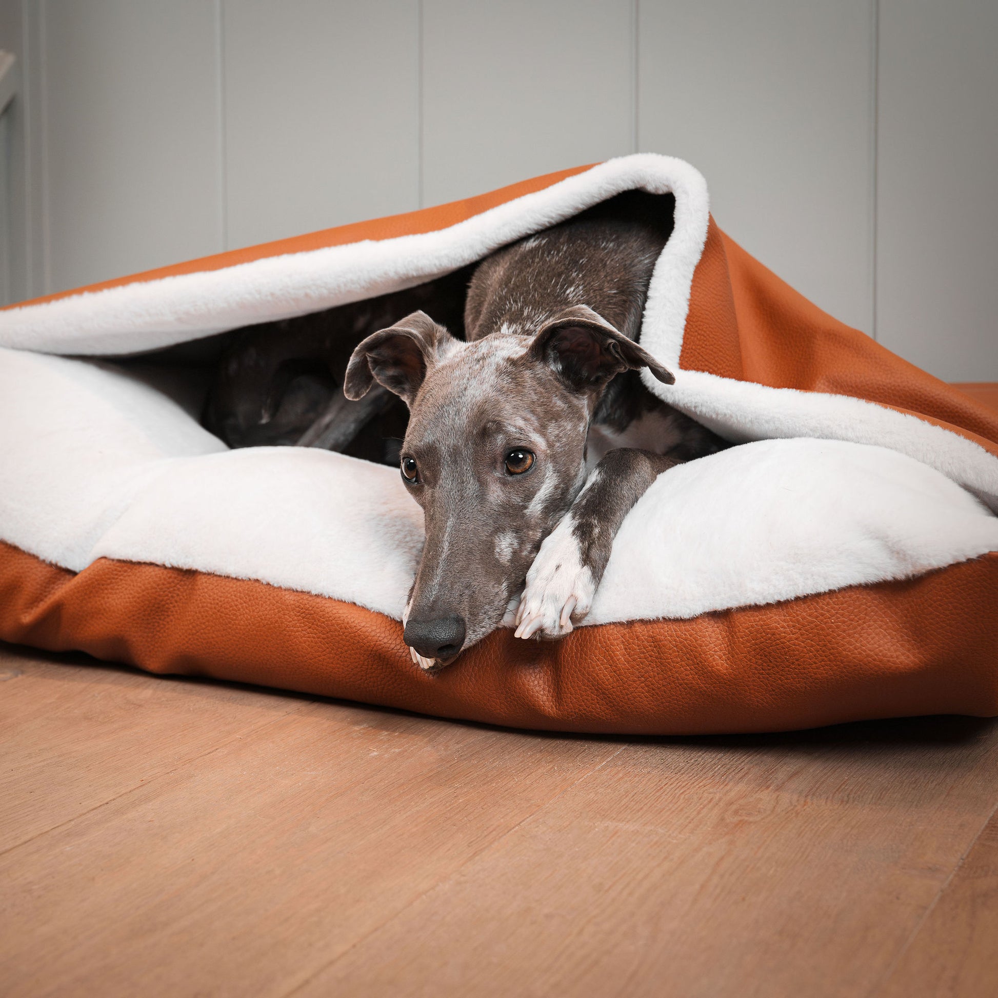 Discover The Perfect Burrow For Your Pet, Our Stunning Sleepy Burrow Dog Beds In Ember Rhino Faux Leather Is The Perfect Bed Choice For Your Pet, Available Now at Lords & Labradors US
