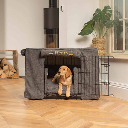 Luxury Heavy Duty Dog Cage, In Stunning Granite Bouclé Cage Set, The Perfect Dog Cage Set For Building The Ultimate Pet Den! Dog Cage Cover Available To Personalize at Lords & Labradors US