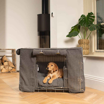 Luxury Heavy Duty Dog Cage, In Stunning Granite Bouclé Cage Set, The Perfect Dog Cage Set For Building The Ultimate Pet Den! Dog Cage Cover Available To Personalize at Lords & Labradors US