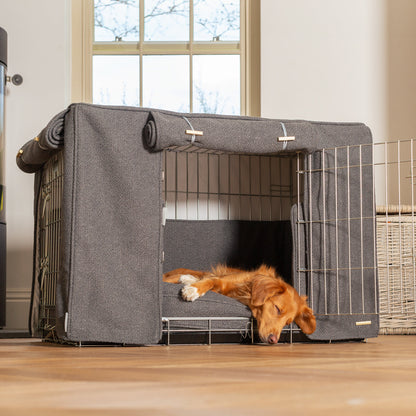 Dog Cage Set In Essentials Herdwick Graphite by Lords & Labradors