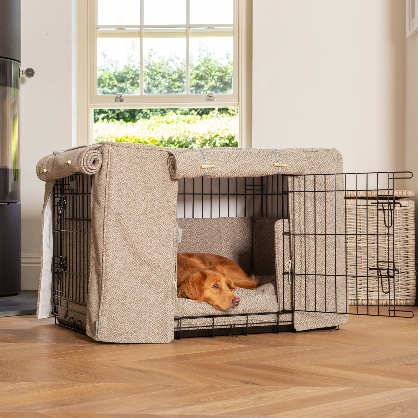 Dog Cage Set In Essentials Herdwick Pebble by Lords & Labradors