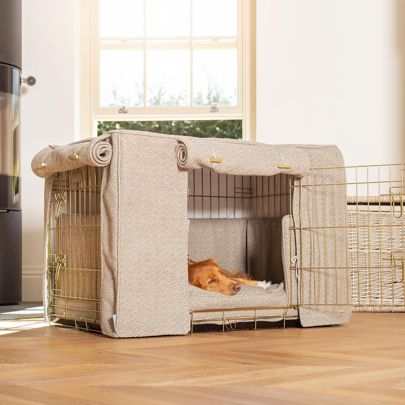 Dog Cage Set In Essentials Herdwick Pebble by Lords & Labradors