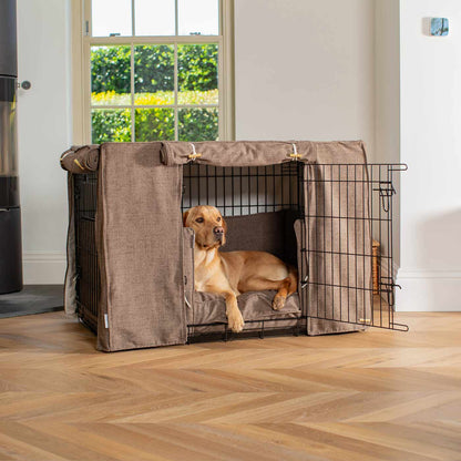 Dog Cage Set In Inchmurrin Umber by Lords & Labradors