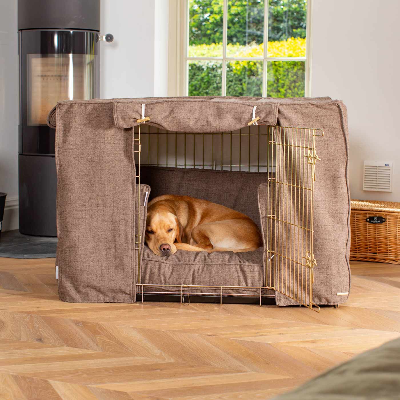 Dog Cage Set In Inchmurrin Umber by Lords & Labradors