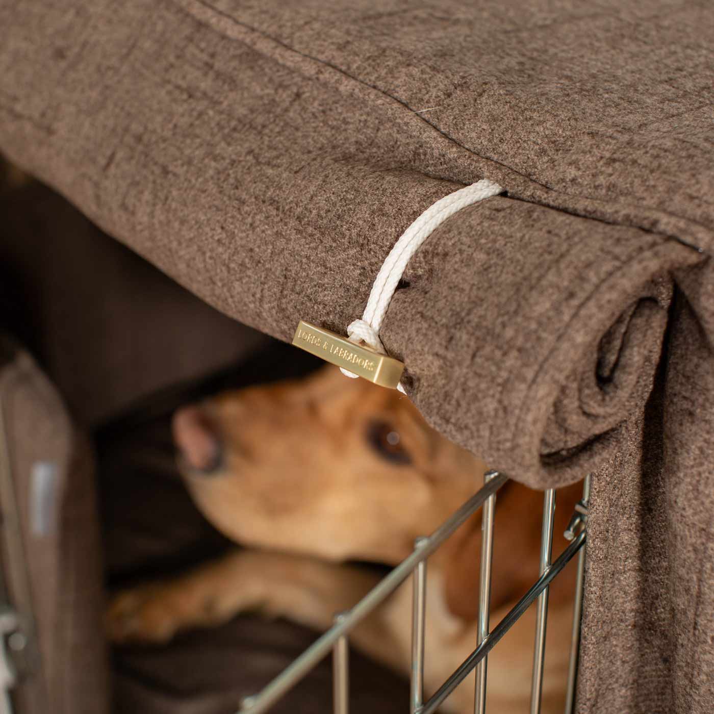 Dog Cage with Cage Cover in Inchmurrin Umber by Lords & Labradors